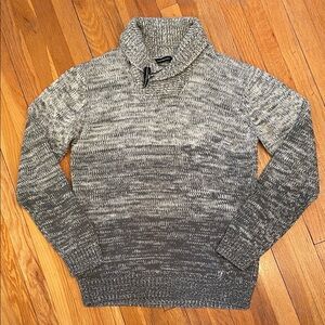 CEDAR WOOD STATE Mens Shawl Collar  Preppy Old Money Coastal Gray Ombré Sweater